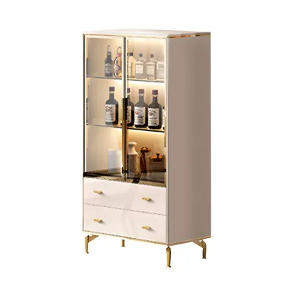 Luxurious Wooden Glass Display Cabinet with Lights for Home Image - 3