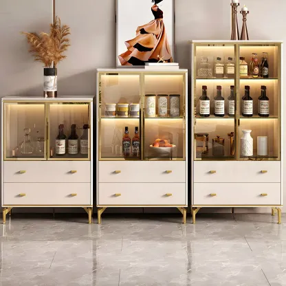 Luxurious Wooden Glass Display Cabinet with Lights for Home Image - 4