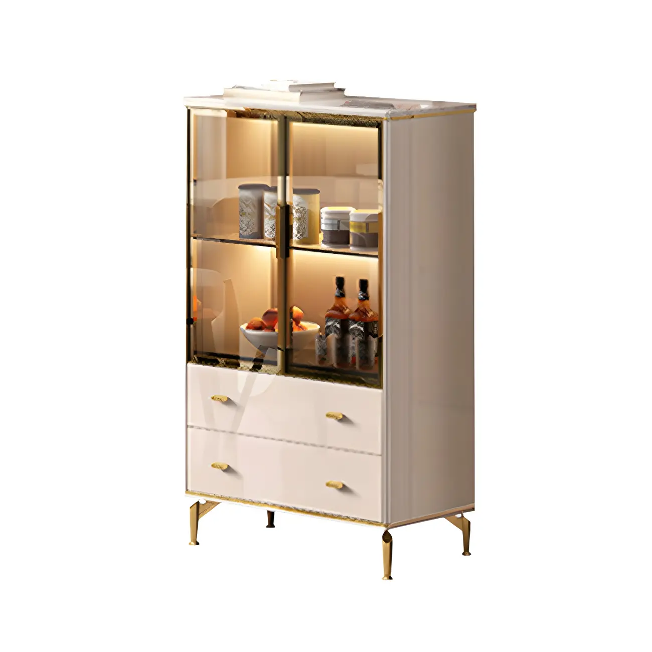 Luxurious Wooden Glass Display Cabinet with Lights for Home Image - 7 | homeyfad