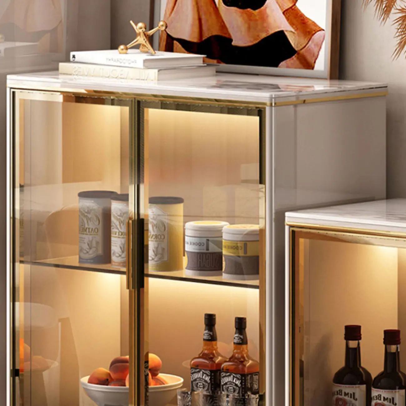 Luxurious Wooden Glass Display Cabinet with Lights for Home Image - 8 | homeyfad