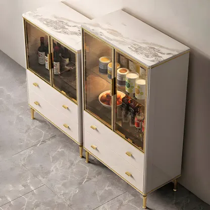Luxurious Wooden Glass Display Cabinet with Lights for Home Image - 14