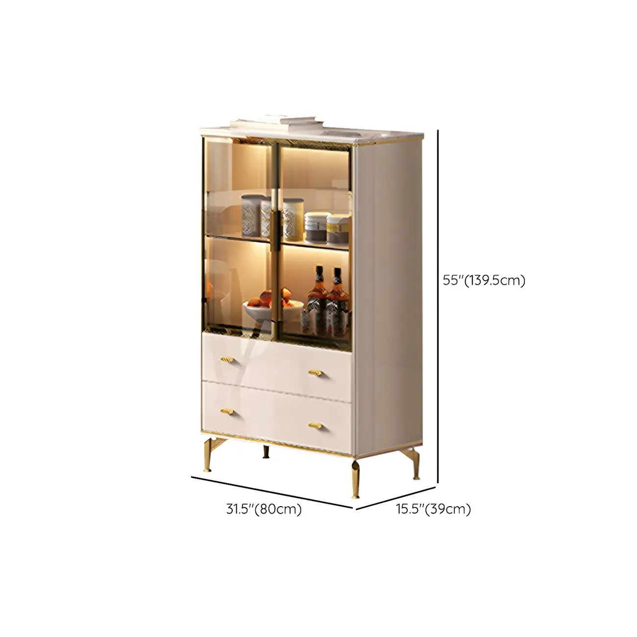 Luxurious Wooden Glass Display Cabinet with Lights for Home Image - 19