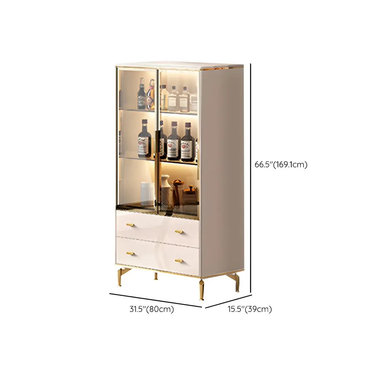 Luxurious Wooden Glass Display Cabinet with Lights for Home Image - 20