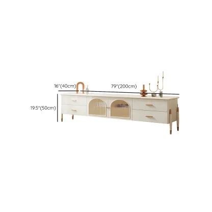 Minimalist Stone Juliet Arc TV Stand with Storage and Drawers Image - 12