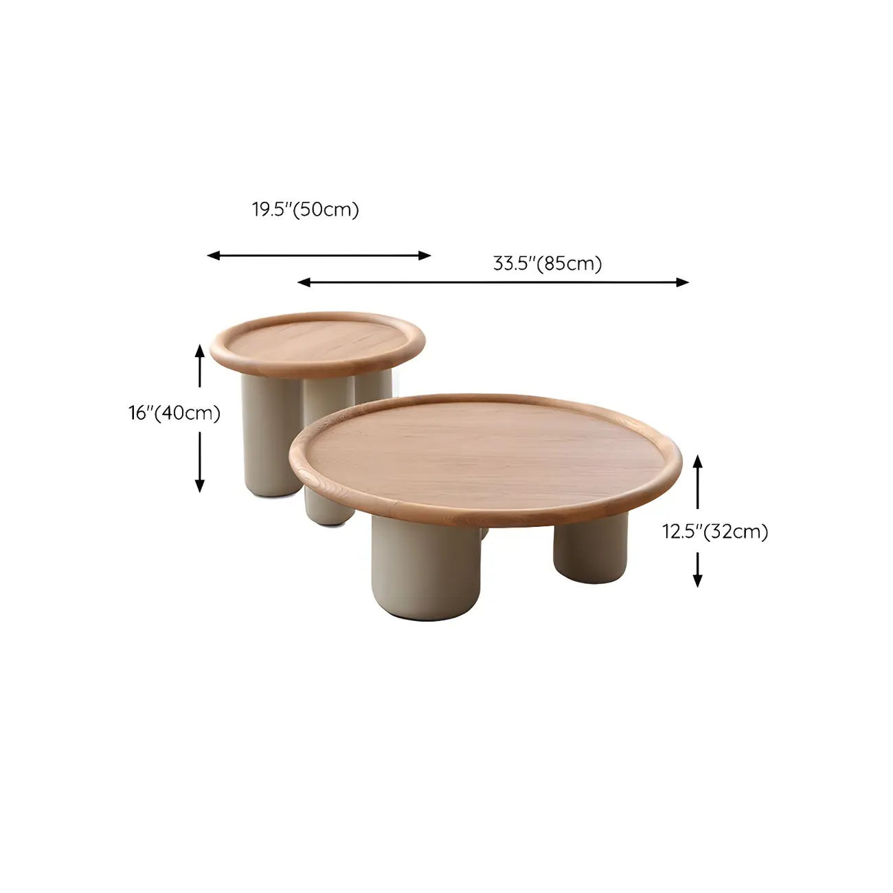Round Natural Wood Tray Top Coffee Table with Three-Leg Base Image - 12 | homeyfad