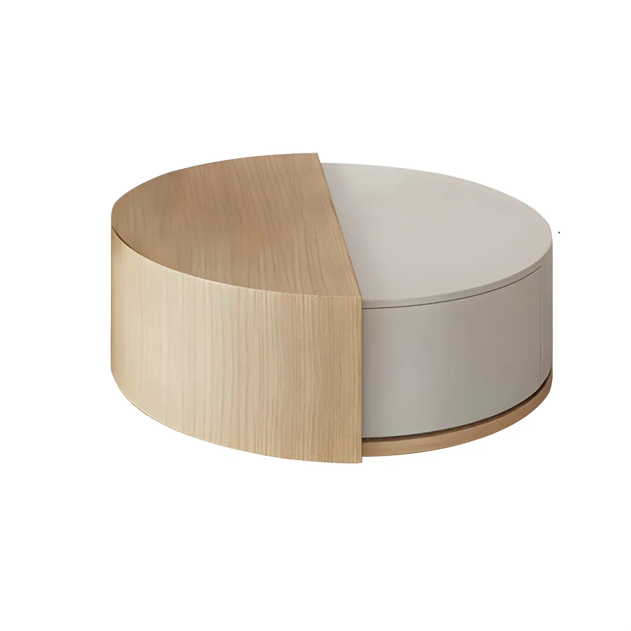 Natural Round Nordic Wood Coffee Table with Storage Image - 7 | homeyfad