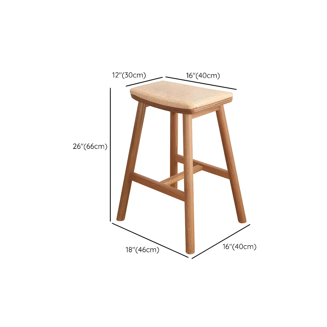 Brown Oak Wood  Ratten Seat Backless Counter Bar Stools #size | homeyfad