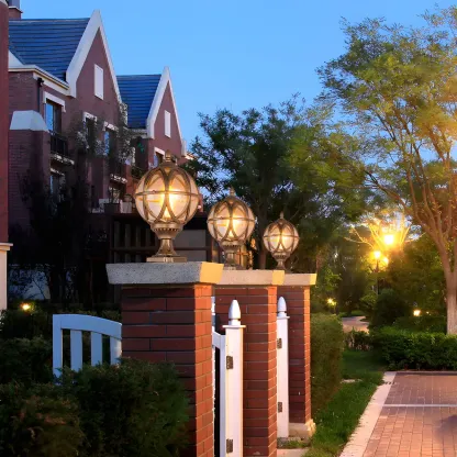 Retro Metal Glass Globe Post Cap Light Image - 4