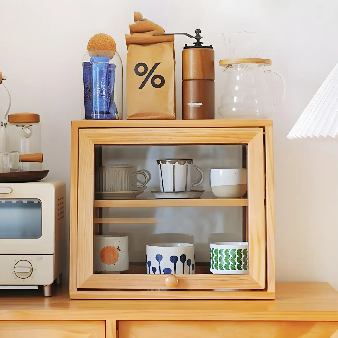 Minimalist Nordic Wooden Glass Display Cabinet for Home Decor Image - 1 | homeyfad