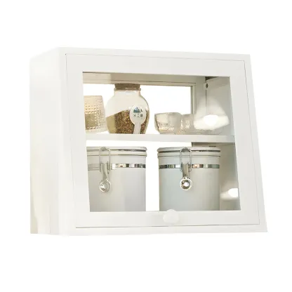 Minimalist Nordic Wooden Glass Display Cabinet for Home Decor Image - 2