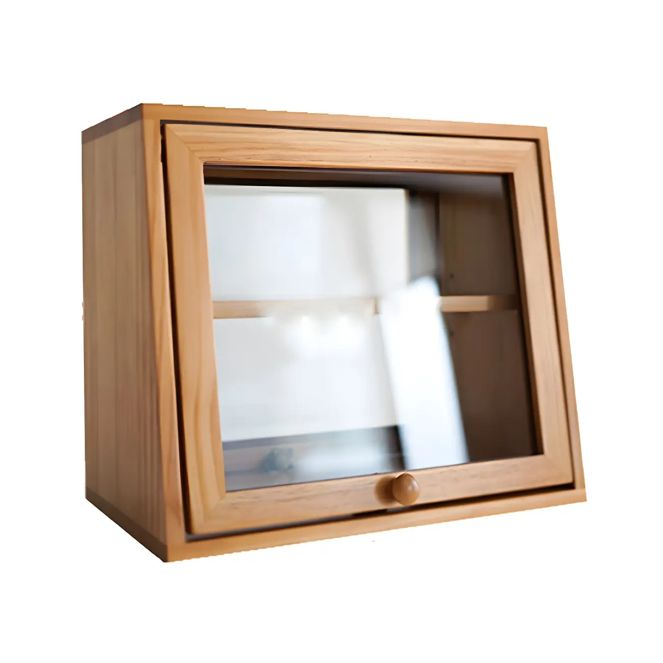 Minimalist Nordic Wooden Glass Display Cabinet for Home Decor Image - 3 | homeyfad