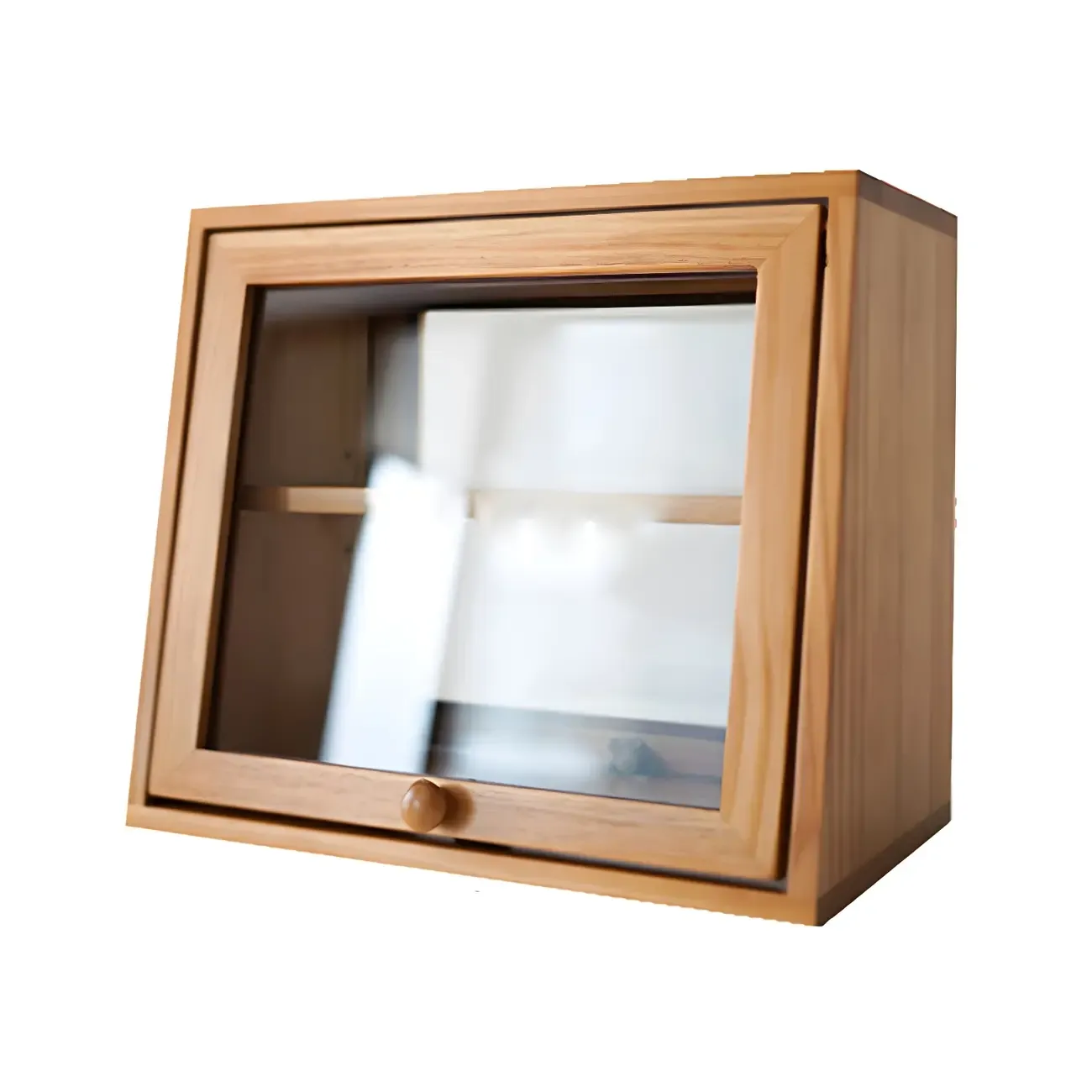 Minimalist Nordic Wooden Glass Display Cabinet for Home Decor Image - 8