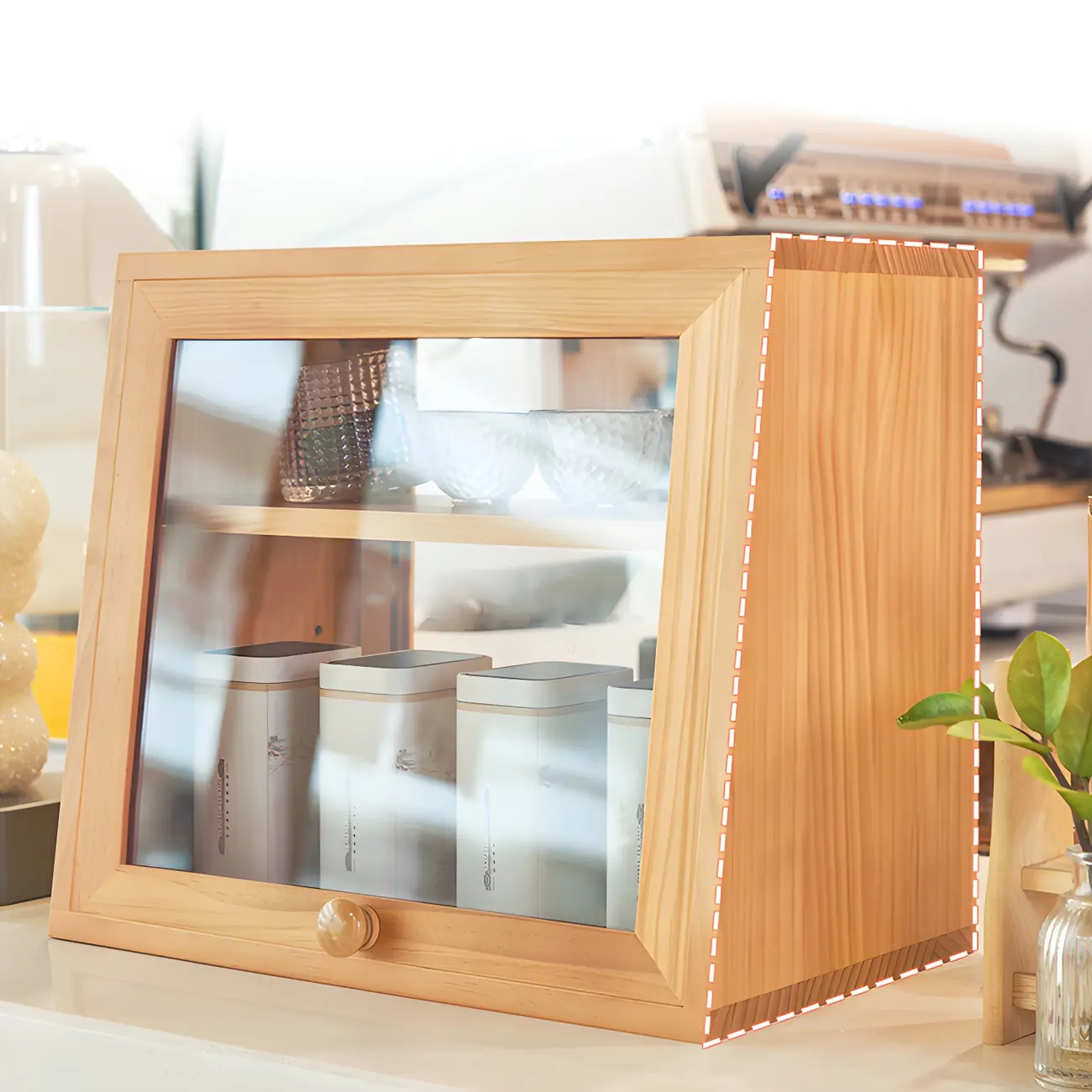 Minimalist Nordic Wooden Glass Display Cabinet for Home Decor Image - 13 | homeyfad