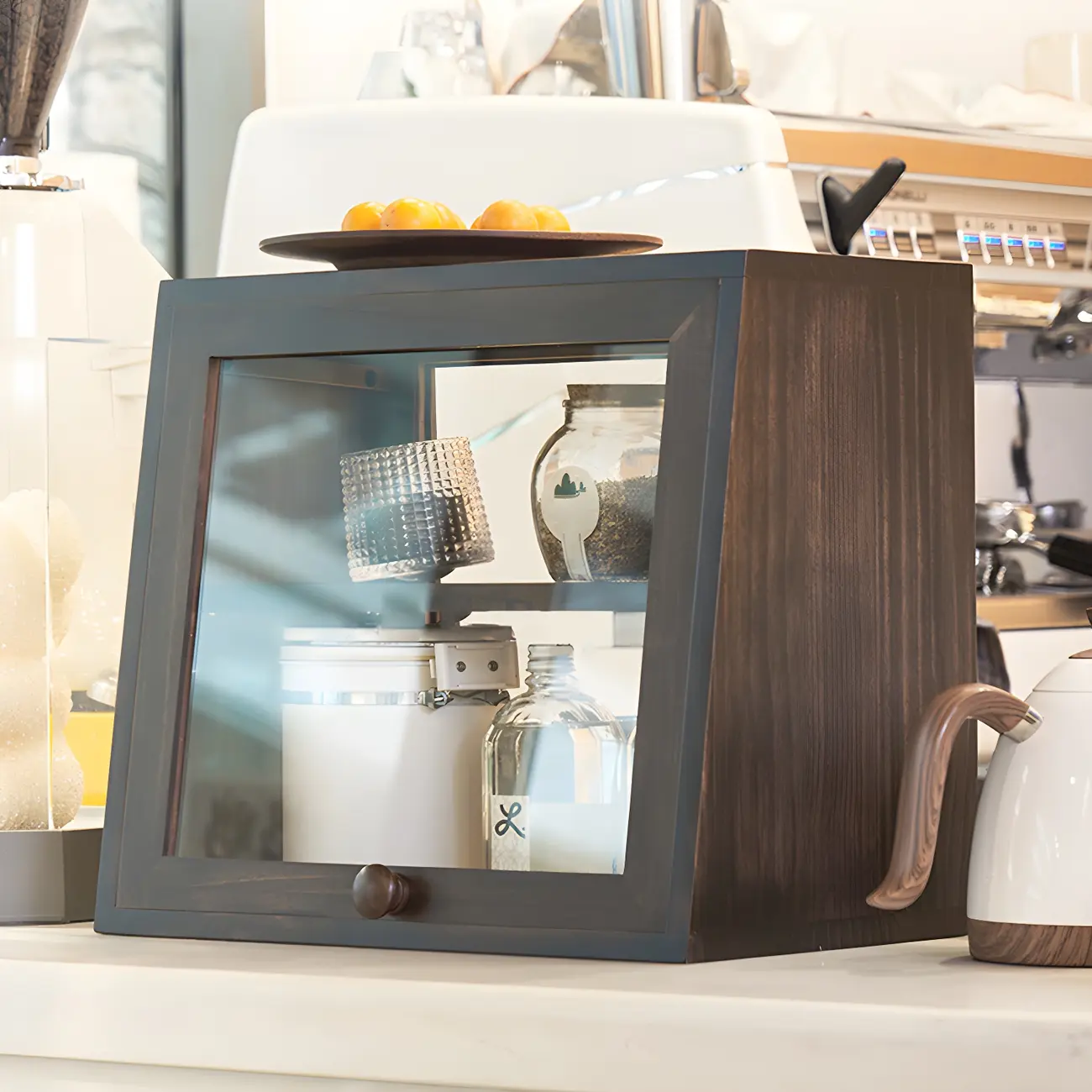 Minimalist Nordic Wooden Glass Display Cabinet for Home Decor Image - 14 | homeyfad