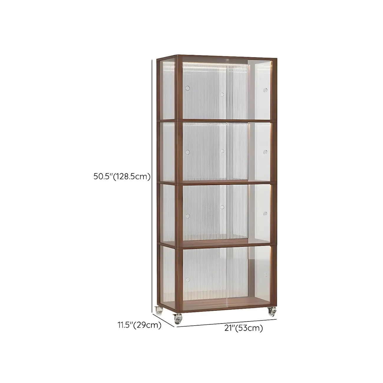 Modern Sliding Doors Pine Wood Curio Cabinet with Wheels Image - 17 | homeyfad