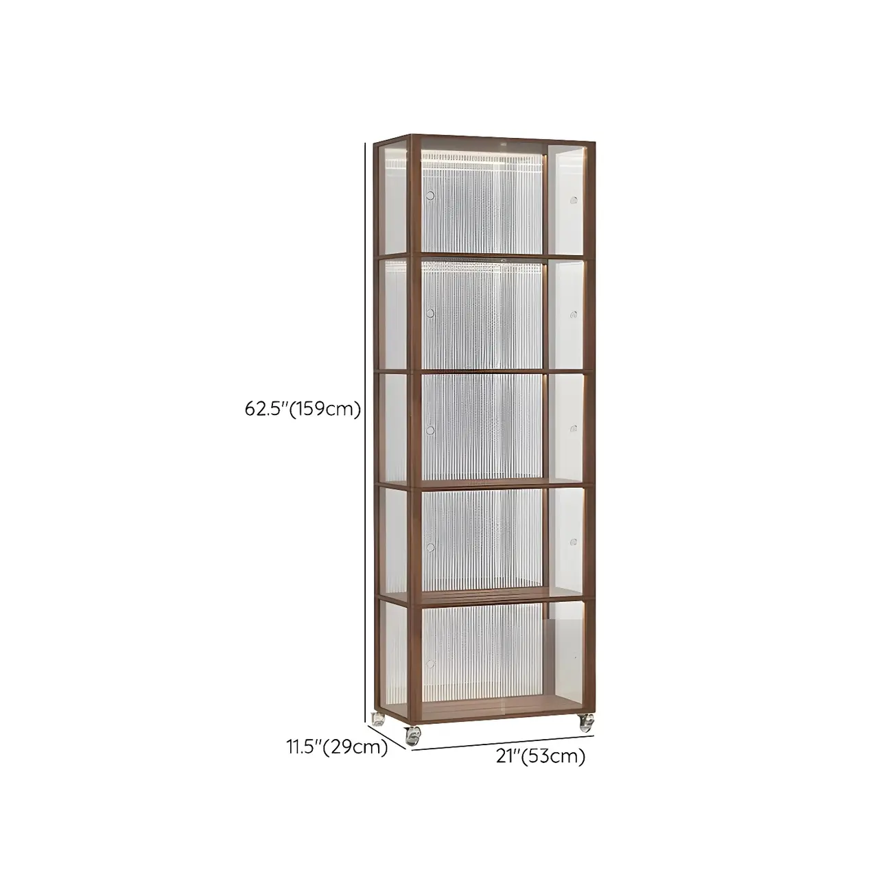 Modern Sliding Doors Pine Wood Curio Cabinet with Wheels Image - 18 | homeyfad