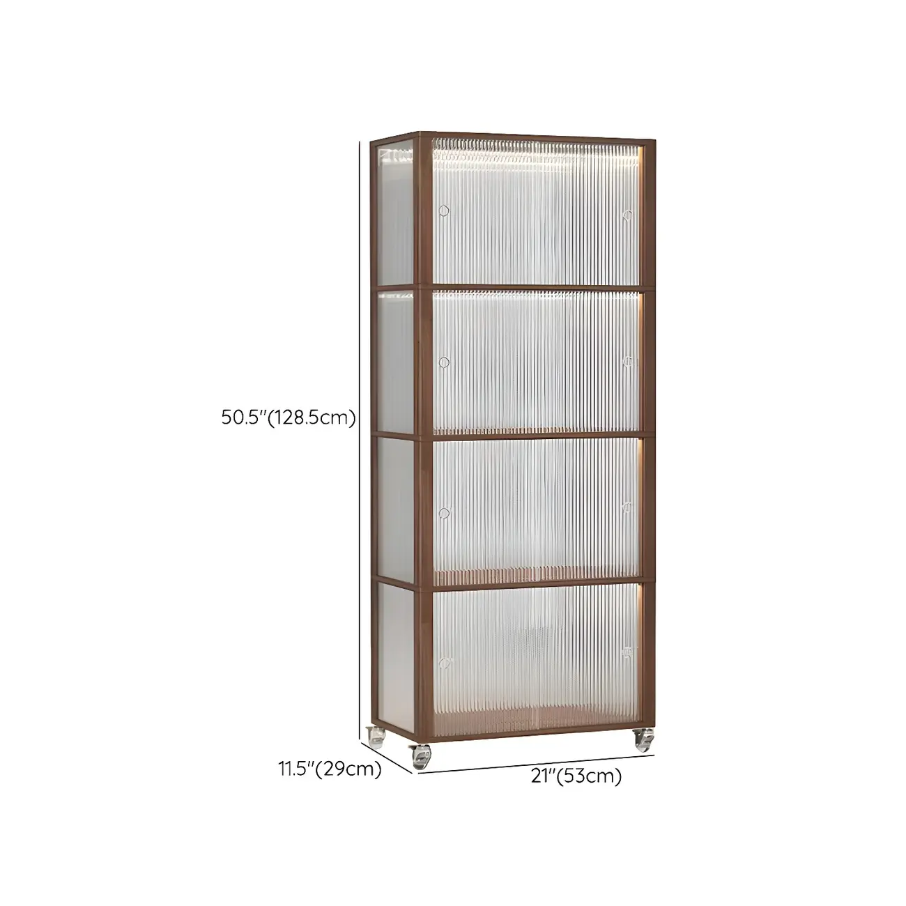 Modern Sliding Doors Pine Wood Curio Cabinet with Wheels Image - 20 | homeyfad