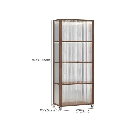 Modern Sliding Doors Pine Wood Curio Cabinet with Wheels Image - 20