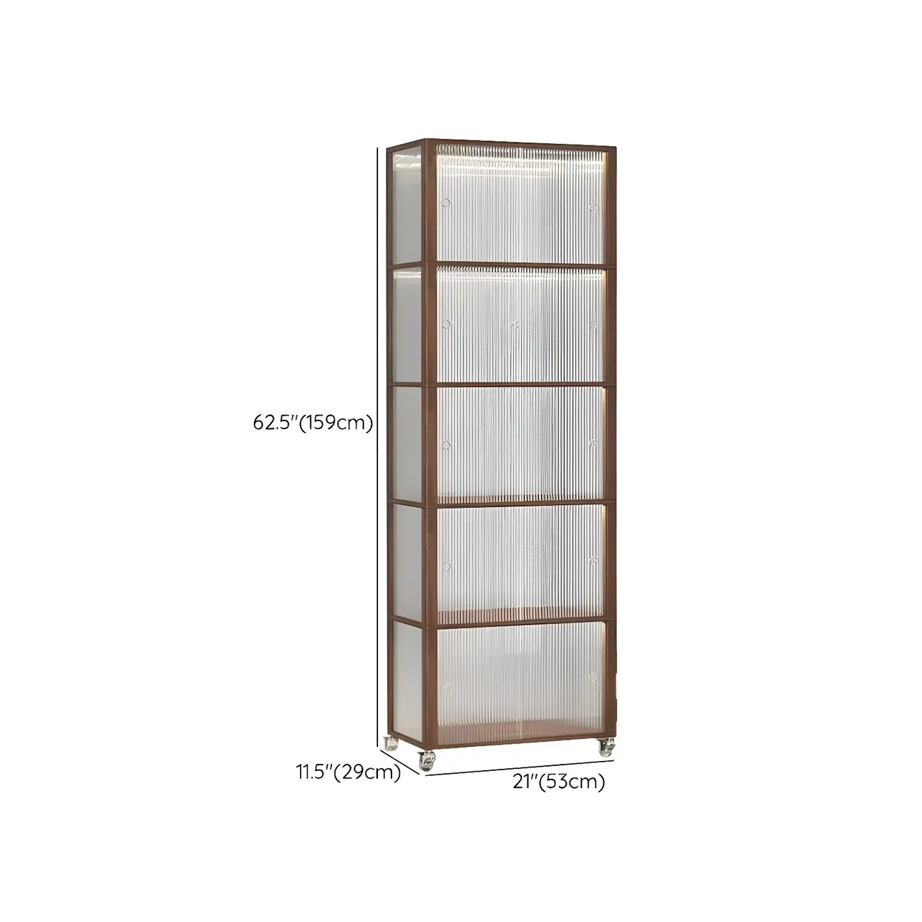 Modern Sliding Doors Pine Wood Curio Cabinet with Wheels Image - 21 | homeyfad