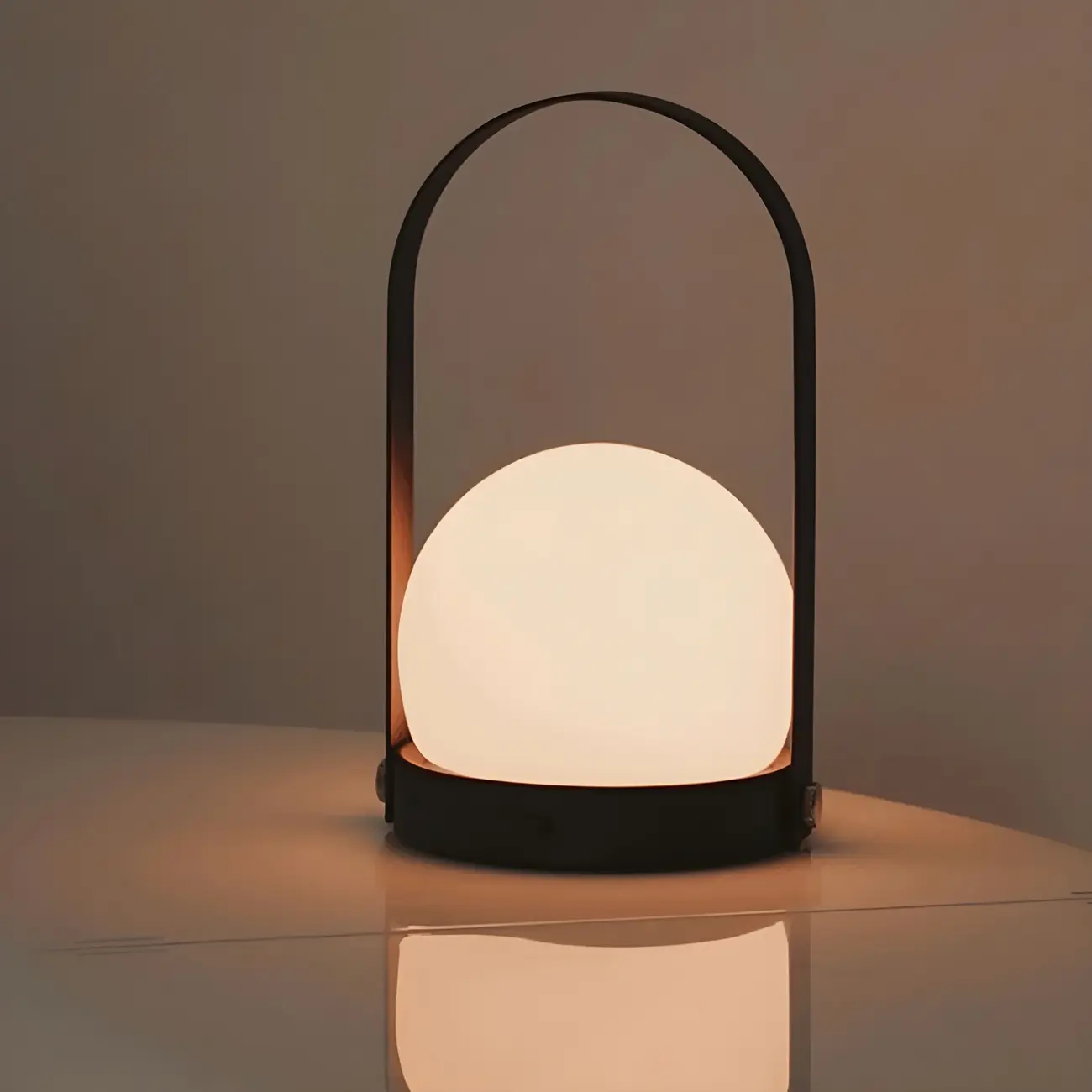 Portable Black Globe Shade LED Lantern Cordless Table Lamp Image - 2 | homeyfad