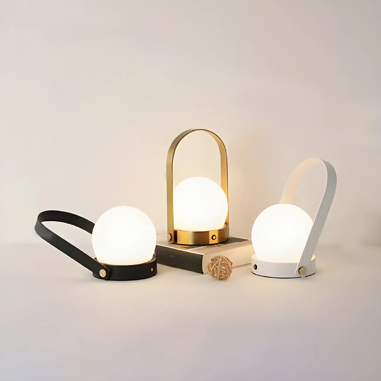 Portable Black Globe Shade LED Lantern Cordless Table Lamp Image - 4 | homeyfad