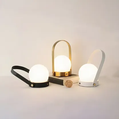 Portable Black Globe Shade LED Lantern Cordless Table Lamp Image - 4