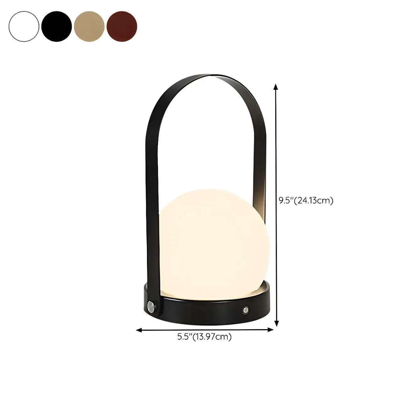 Portable Black Globe Shade LED Lantern Cordless Table Lamp #size