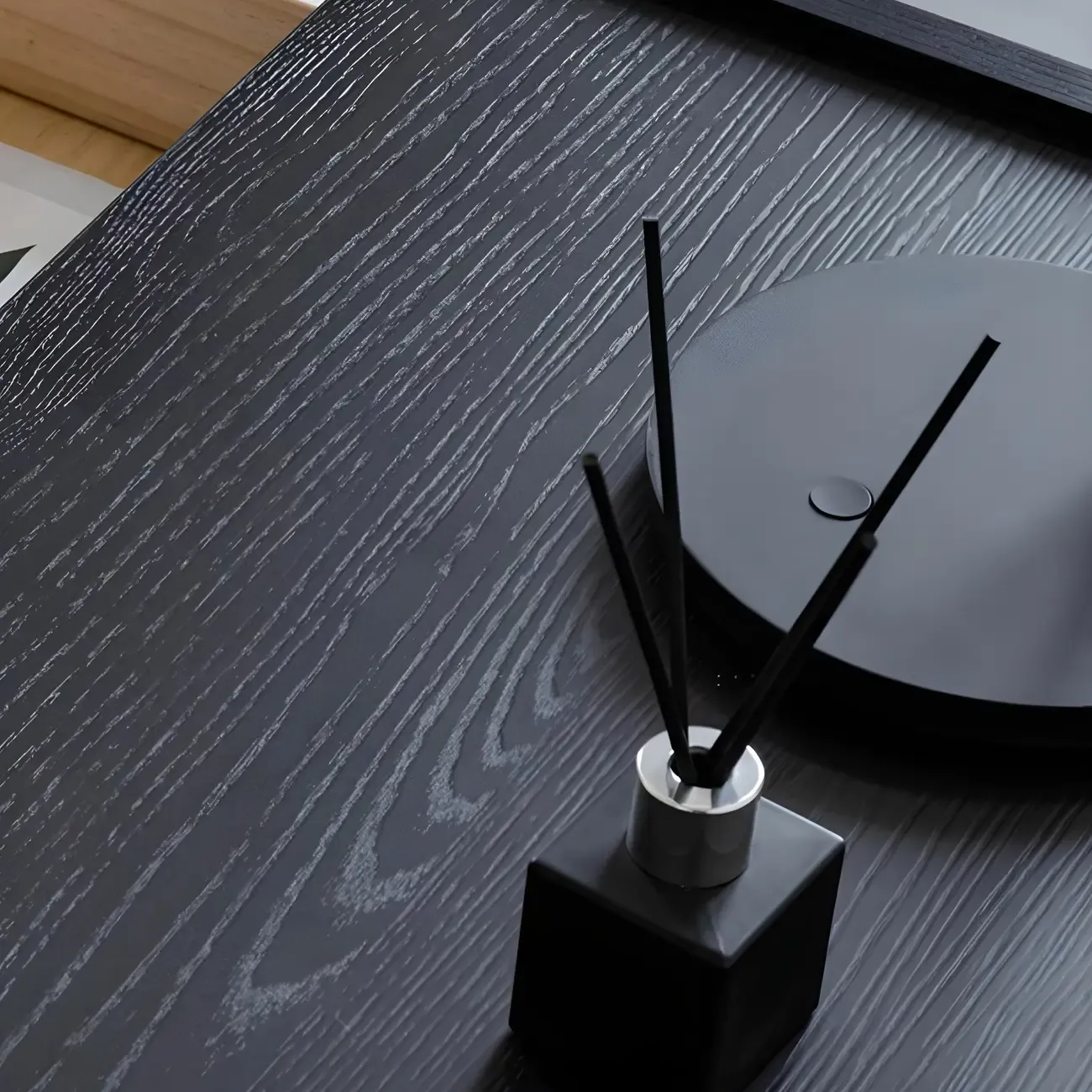 Black Wood X-Leg Drawer Storage Small Nightstand Image - 9