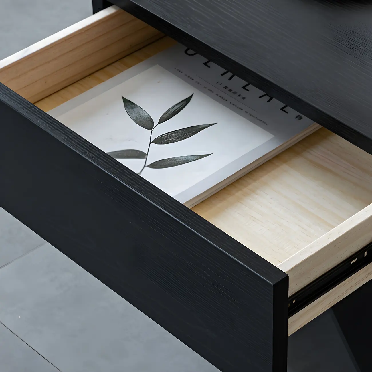 Black Wood X-Leg Drawer Storage Small Nightstand Image - 11 | homeyfad