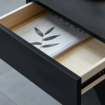 Black Wood X-Leg Drawer Storage Small Nightstand Image - 11