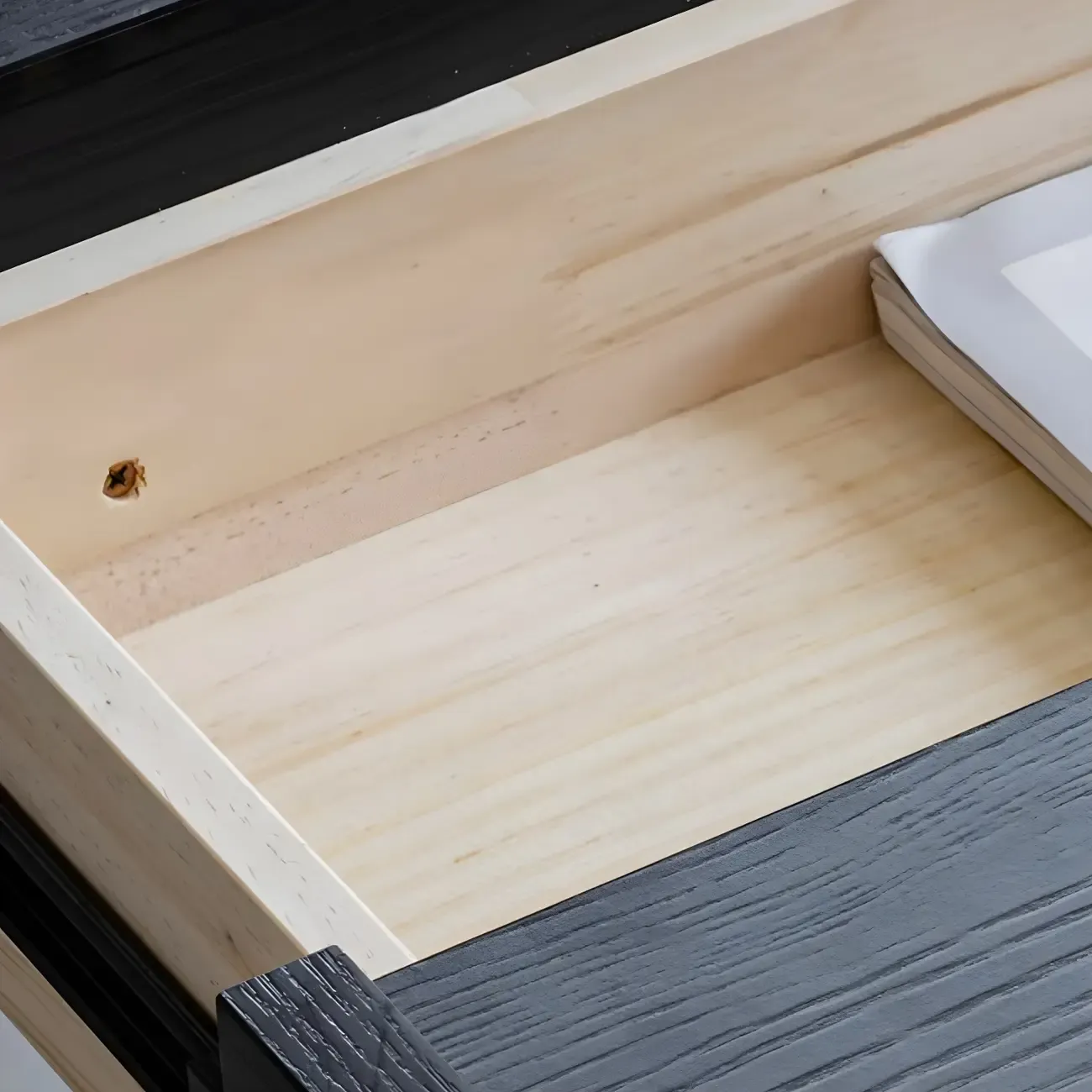 Black Wood X-Leg Drawer Storage Small Nightstand Image - 12