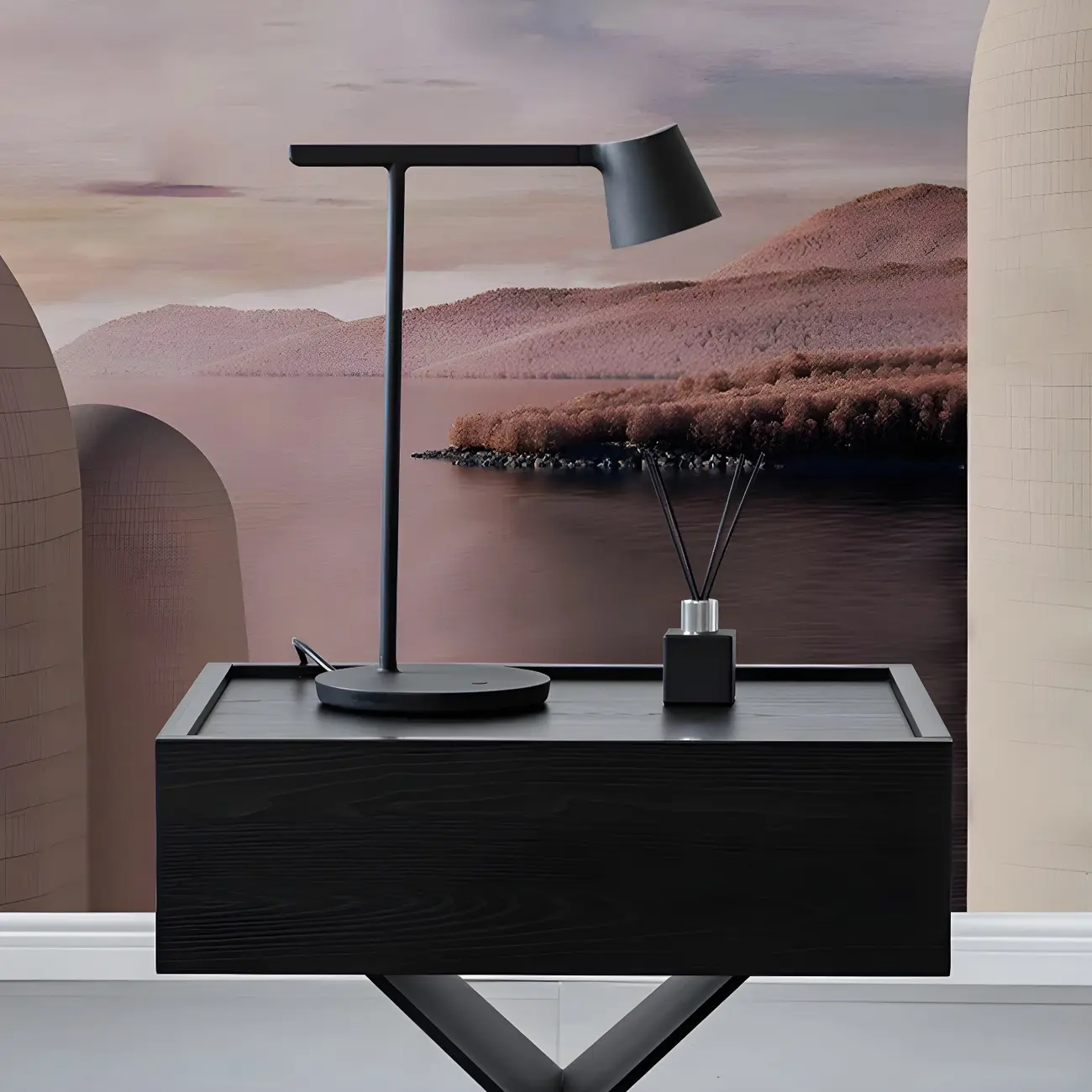 Black Wood X-Leg Drawer Storage Small Nightstand Image - 14 | homeyfad