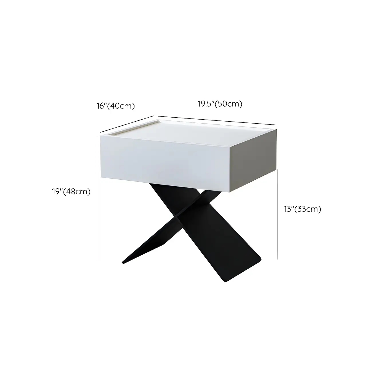 Black Wood X-Leg Drawer Storage Small Nightstand Image - 20 | homeyfad