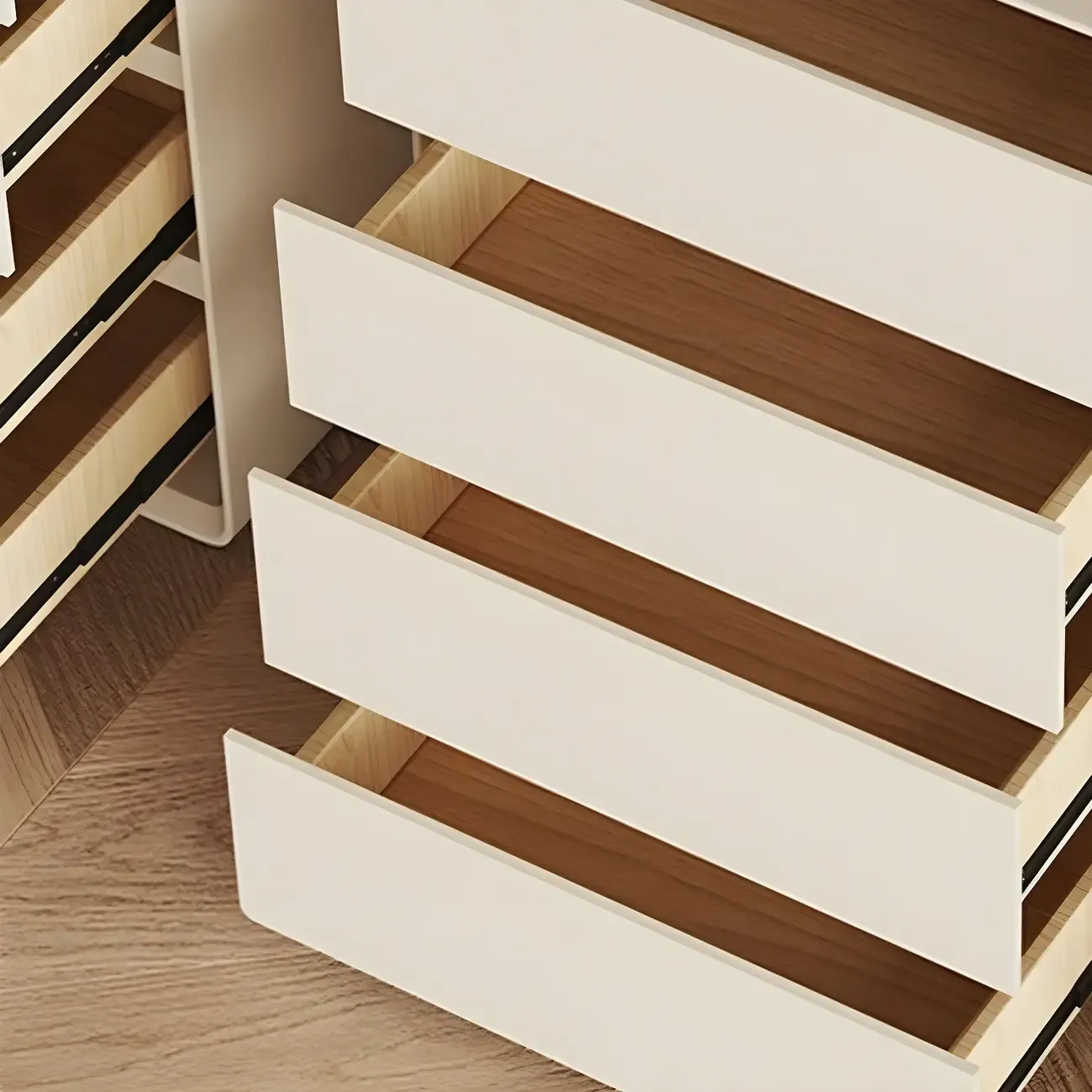 Classic Wooden Dressers in Beige with Soft Close Drawers Image - 13