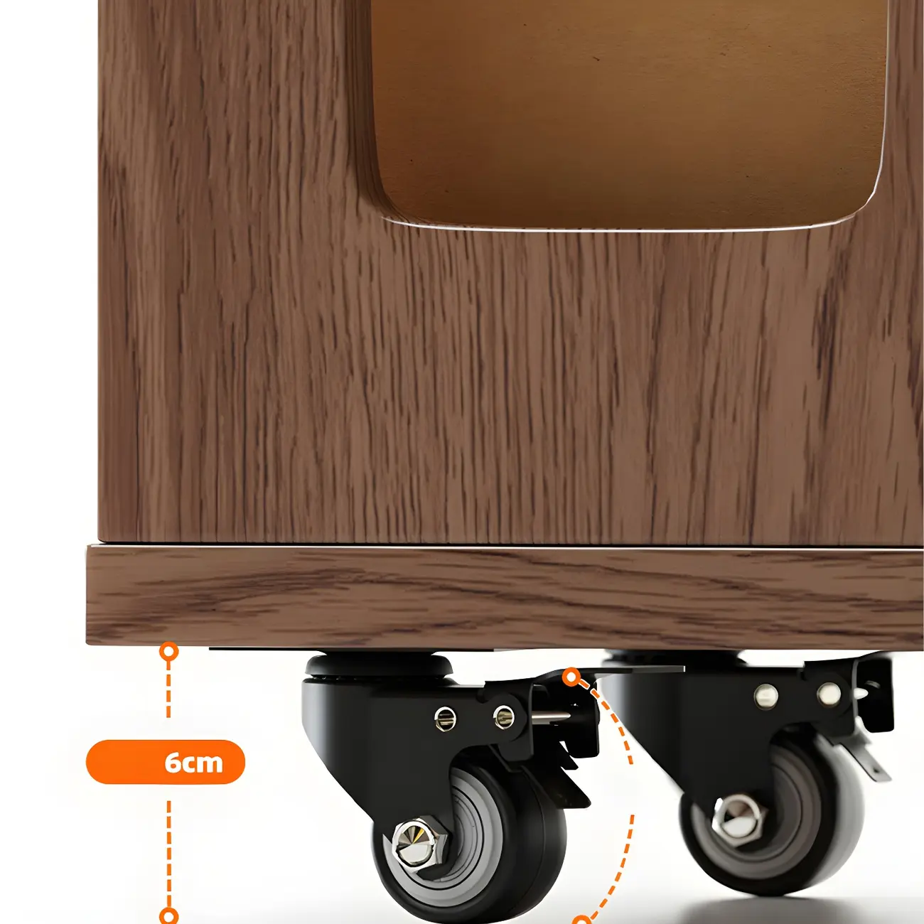 Mid-Century Nut-Brown Wood 5-Tier Bookcase on Wheels Image - 11 | homeyfad