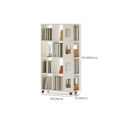 Mid-Century Nut-Brown Wood 5-Tier Bookcase on Wheels Image - 25