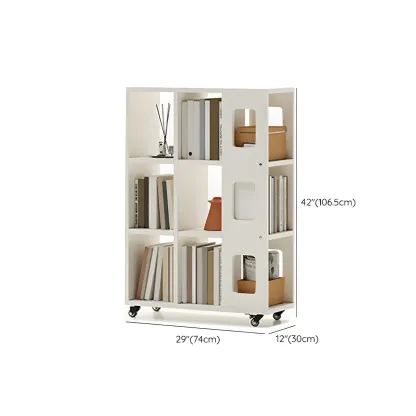 Mid-Century Nut-Brown Wood 5-Tier Bookcase on Wheels Image - 26