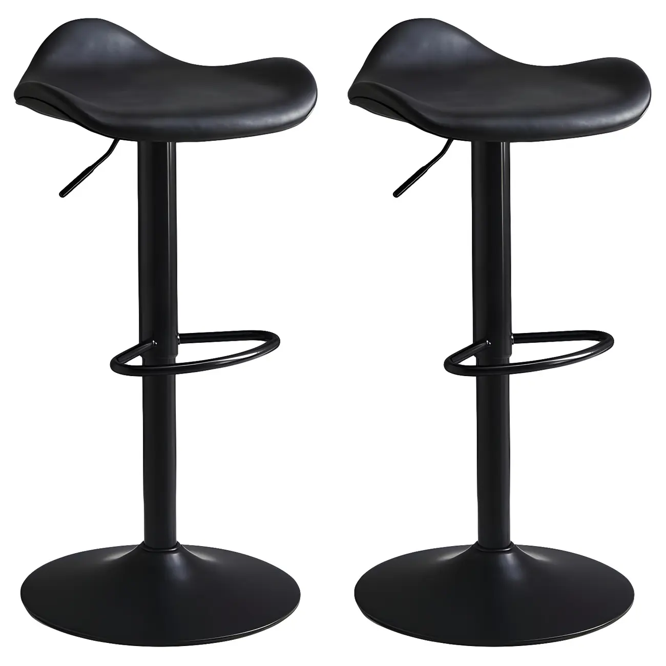 Classic Leather Swivel Bar Stools with Adjustable Height for Home Image - 4 | homeyfad