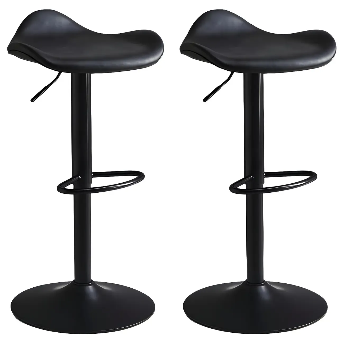 Classic Leather Swivel Bar Stools with Adjustable Height for Home Image - 4