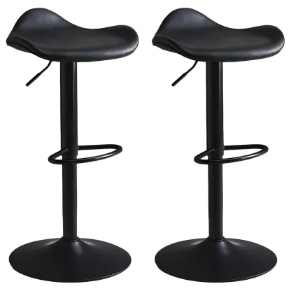 Classic Leather Swivel Bar Stools with Adjustable Height for Home Image - 4