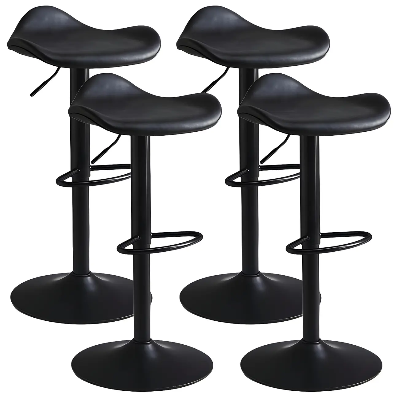 Classic Leather Swivel Bar Stools with Adjustable Height for Home Image - 5 | homeyfad