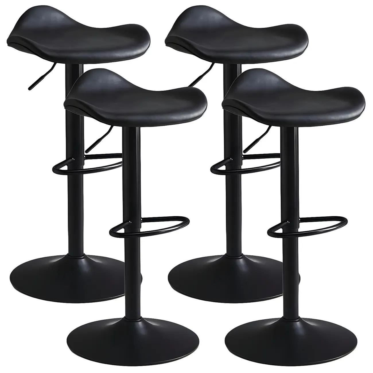 Classic Leather Swivel Bar Stools with Adjustable Height for Home Image - 5