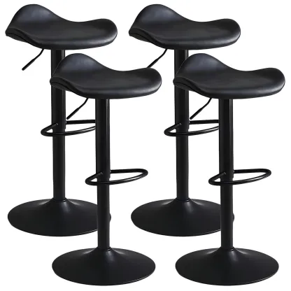 Classic Leather Swivel Bar Stools with Adjustable Height for Home Image - 5