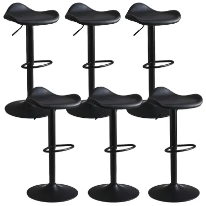 Classic Leather Swivel Bar Stools with Adjustable Height for Home Image - 8
