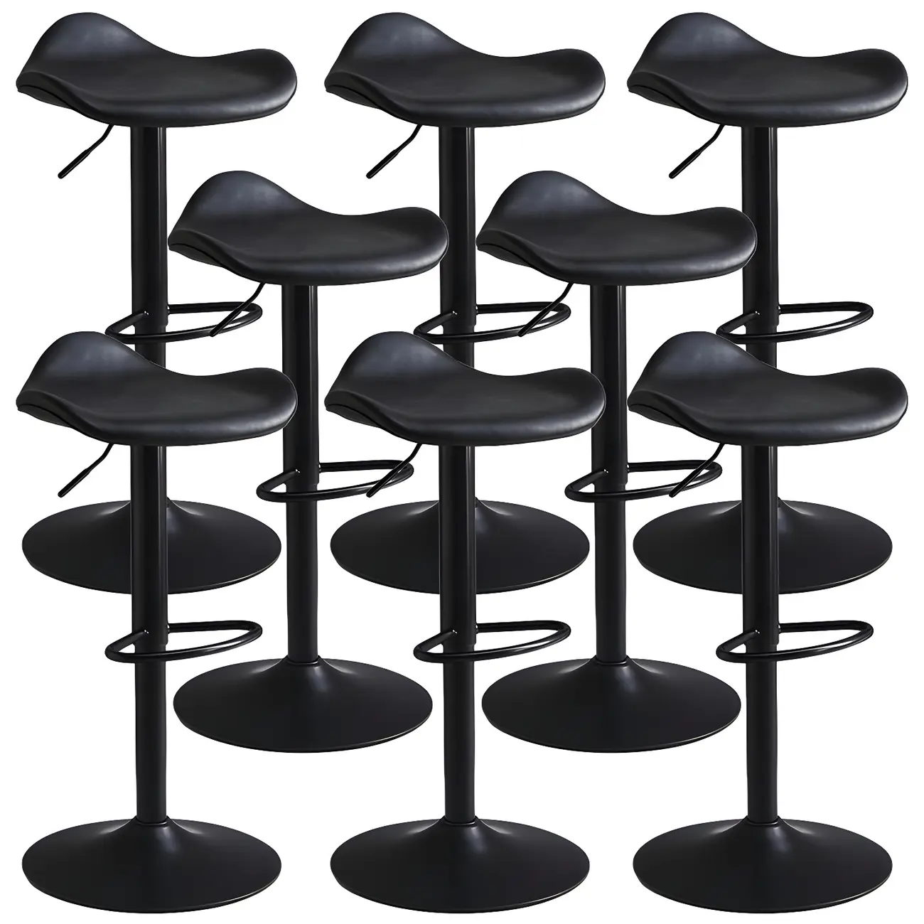 Classic Leather Swivel Bar Stools with Adjustable Height for Home Image - 9 | homeyfad