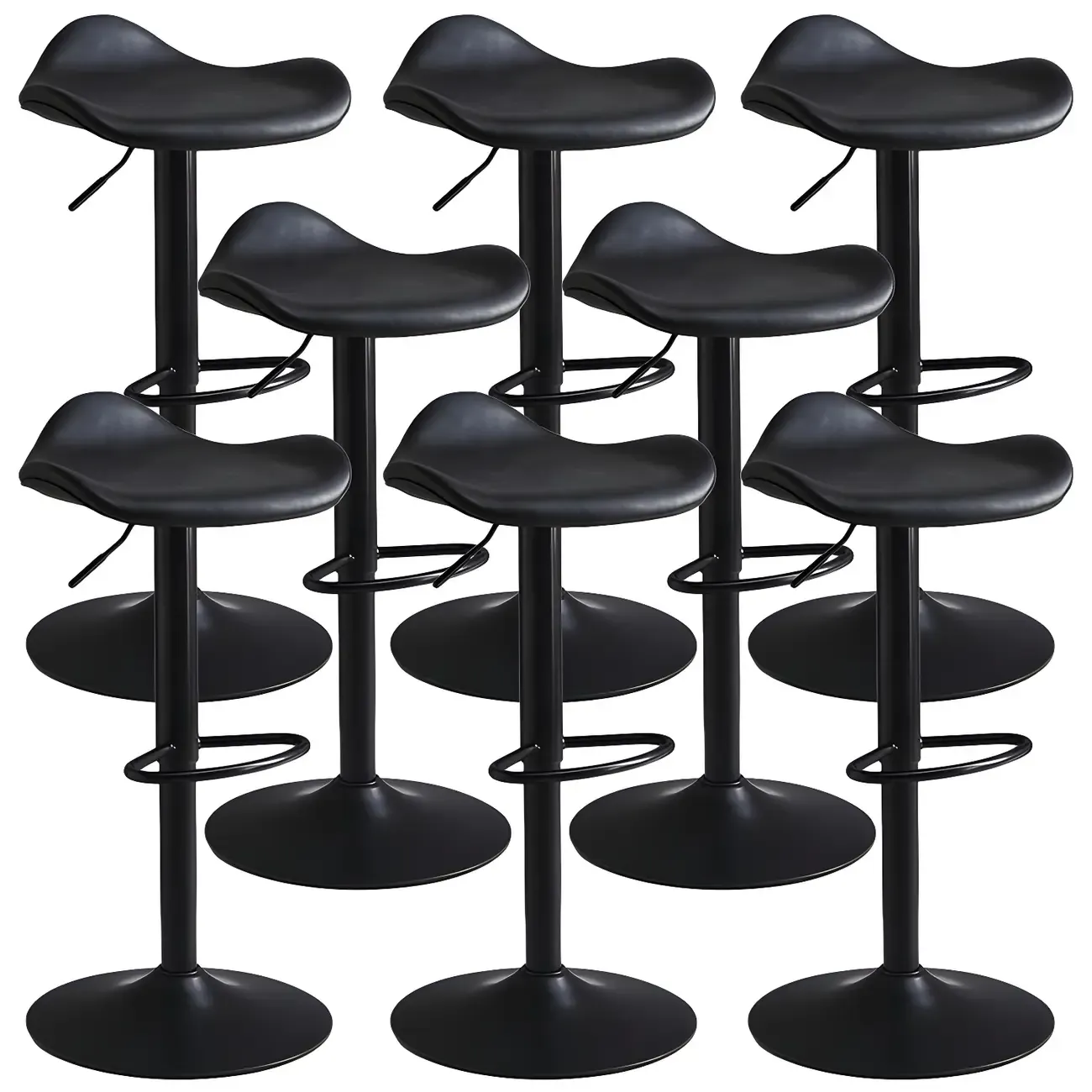 Classic Leather Swivel Bar Stools with Adjustable Height for Home Image - 9