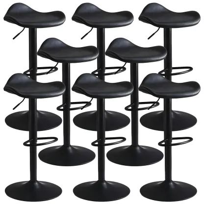 Classic Leather Swivel Bar Stools with Adjustable Height for Home Image - 9