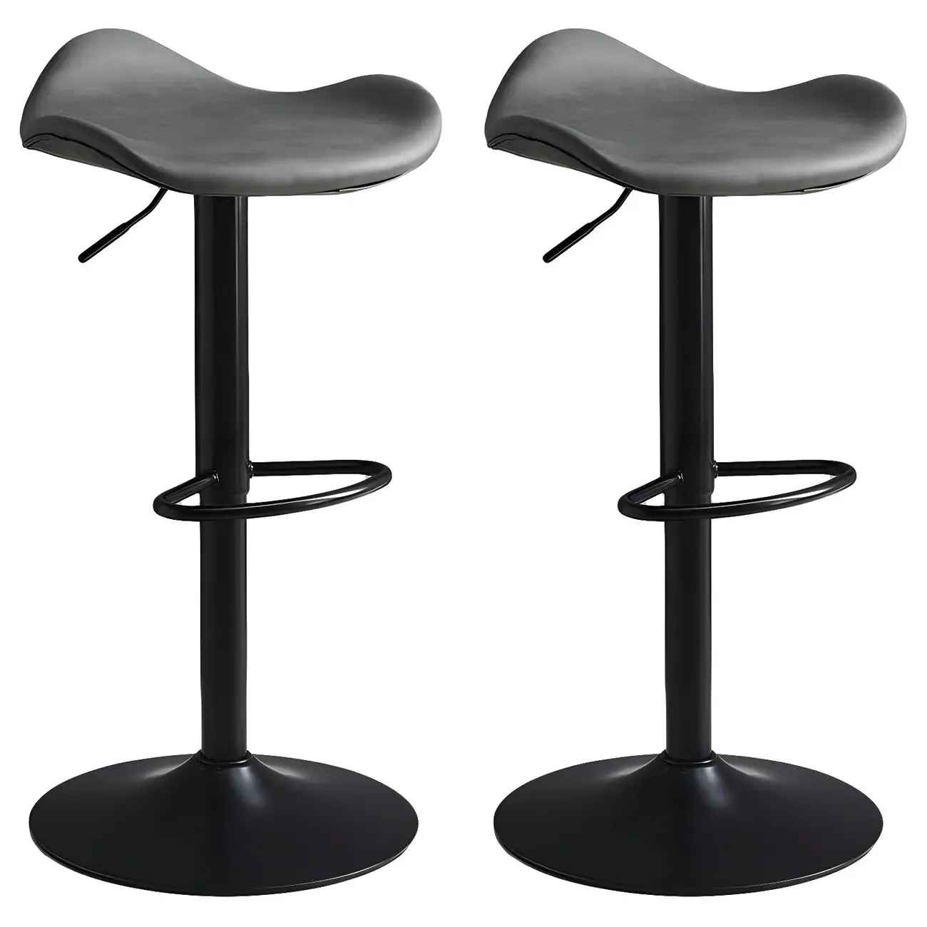 Classic Leather Swivel Bar Stools with Adjustable Height for Home Image - 11