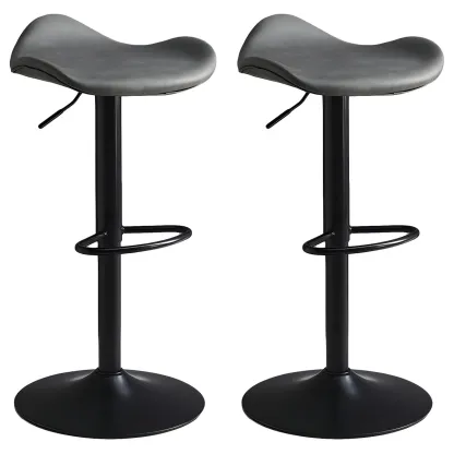 Classic Leather Swivel Bar Stools with Adjustable Height for Home Image - 11