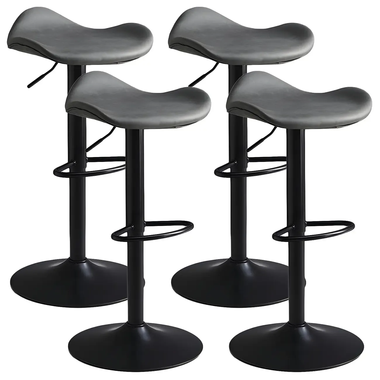 Classic Leather Swivel Bar Stools with Adjustable Height for Home Image - 13